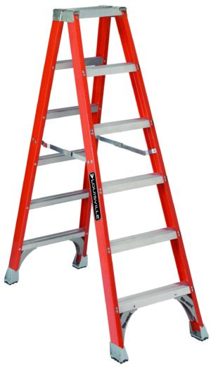 LOUISVILLE LADDER 6-FOOT FIBERGLASS TWIN FRONT STEP LADDER, TYPE IA, 300-POUND LOAD CAPACITY, FM1506