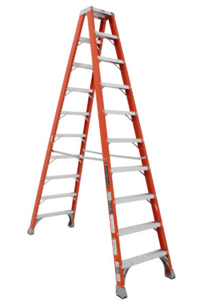 LOUISVILLE LADDER 10-FOOT FIBERGLASS TWIN FRONT STEP LADDER, TYPE IA, 300-POUND LOAD CAPACITY, FM1510