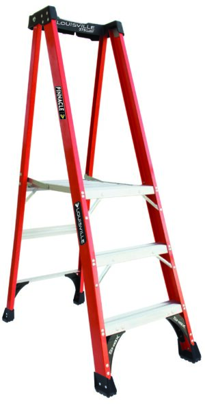 LOUISVILLE LADDER 3-FOOT FIBERGLASS PINNACLE PRO PLATFORM PLATFORM LADDER, TYPE IAA, 375-POUND LOAD CAPACITY, FXP1803HD