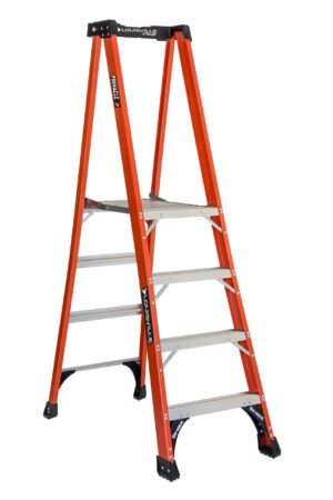 LOUISVILLE LADDER 4-FOOT FIBERGLASS PINNACLE PRO PLATFORM PLATFORM LADDER, TYPE IAA, 375-POUND LOAD CAPACITY, FXP1804HD