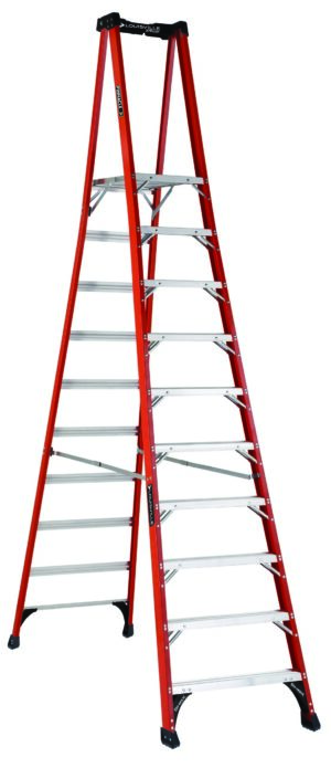 LOUISVILLE LADDER 10-FOOT FIBERGLASS PINNACLE PRO PLATFORM PLATFORM LADDER, TYPE IAA, 375-POUND LOAD CAPACITY, FXP1810HD