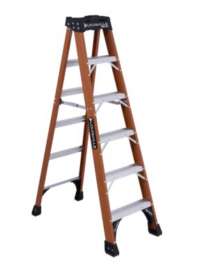 LOUISVILLE LADDER 6-FOOT FIBERGLASS STEP LADDER, TYPE IAA, 375-POUND LOAD CAPACITY, FS1406HD