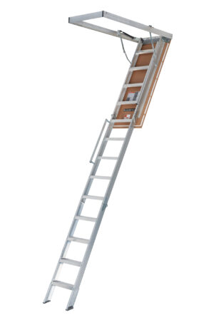LOUISVILLE LADDER 25.5X63 FIRE RATED ALUMINUM ATTIC LADDER, 375-POUND LOAD CAPACITY, AL2540LG-R5FT
