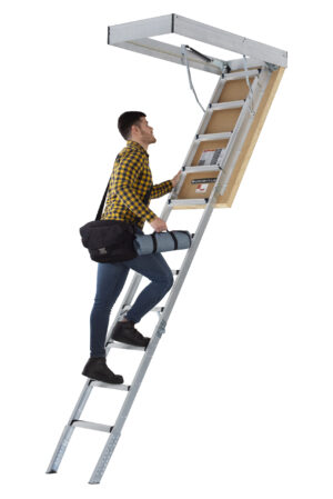 LOUISVILLE LADDER 30 X 54 FIRE RATED ALUMINUM ATTIC LADDER, 375-POUND LOAD CAPACITY,  AL3040MG-R5FT